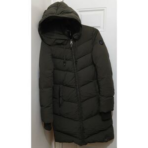Rudsak womens xsmall olive green hoodie long winter puffer coat